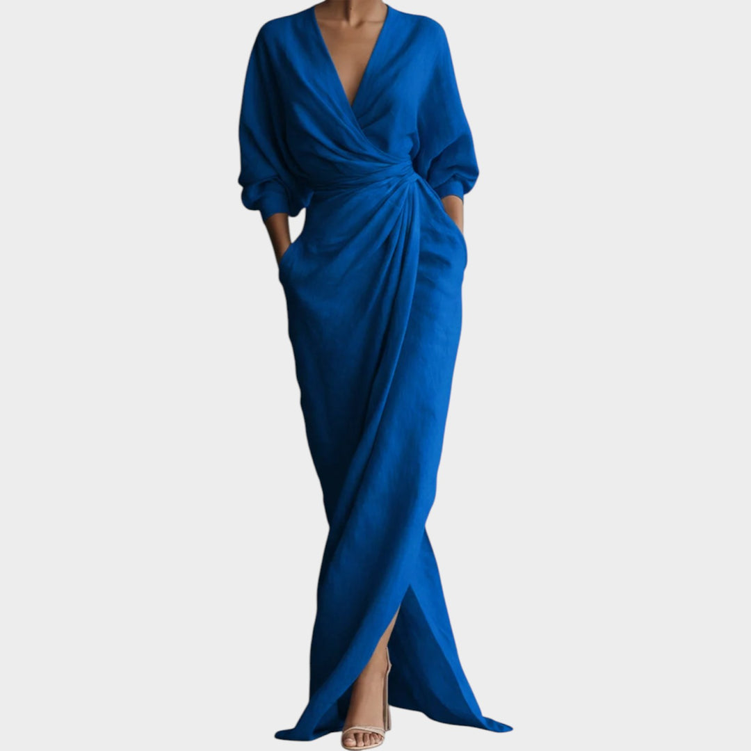 Draped Wrap Maxi Dress