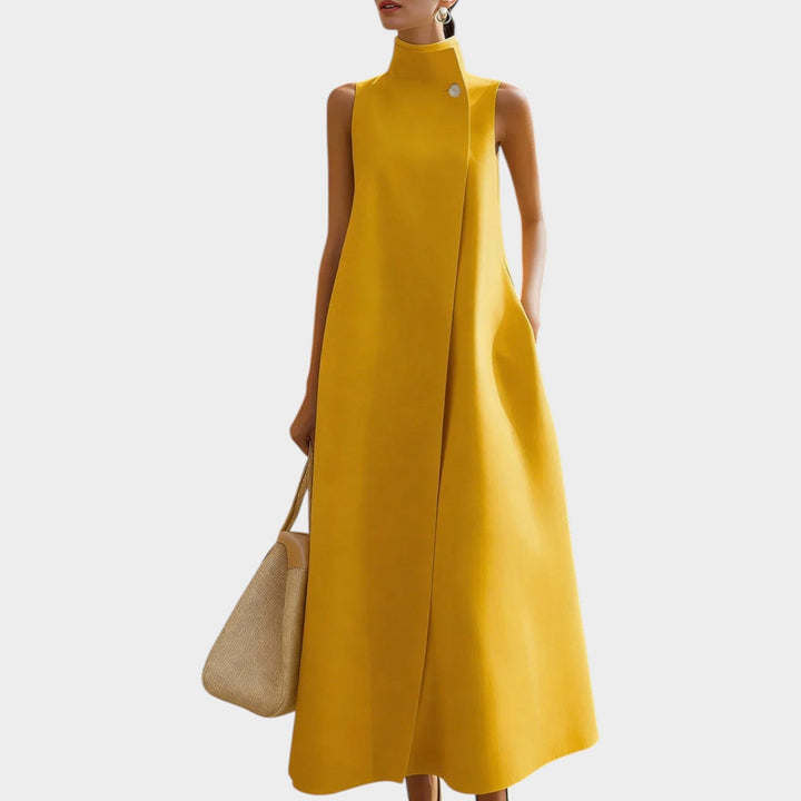 Modern High-Neck Sleeveless Maxi Dress