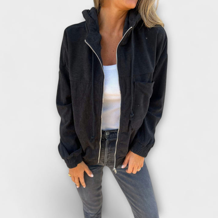 Ella - Hooded Jumpsuit in Quilted Fabric with Zip