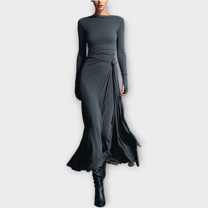 Elegant Knotted Draped Maxi Dress