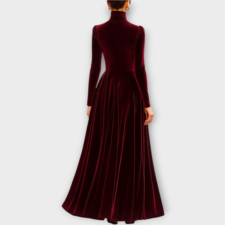 Luxe Velvet High-Neck Evening Gown