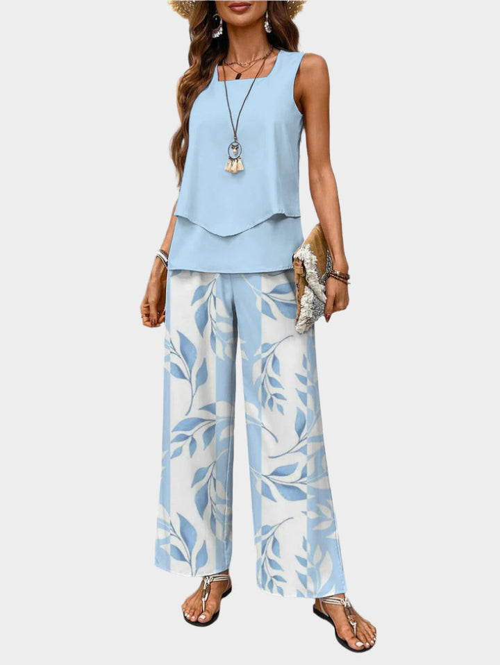Summer Set with Sleeveless Top and Printed Trousers