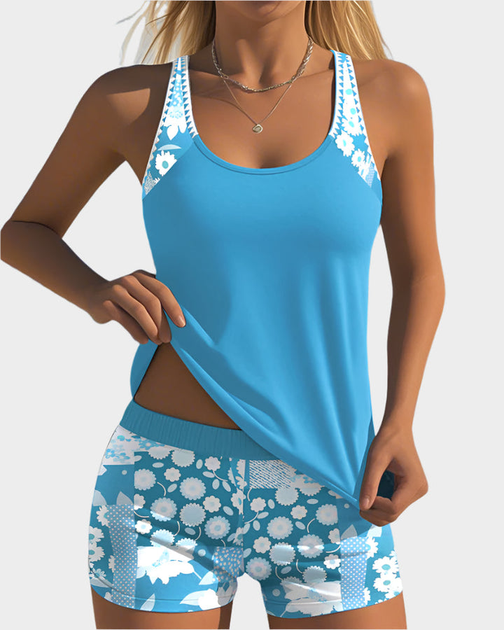 Comfortable Two-Piece Swimsuit with Floral Design