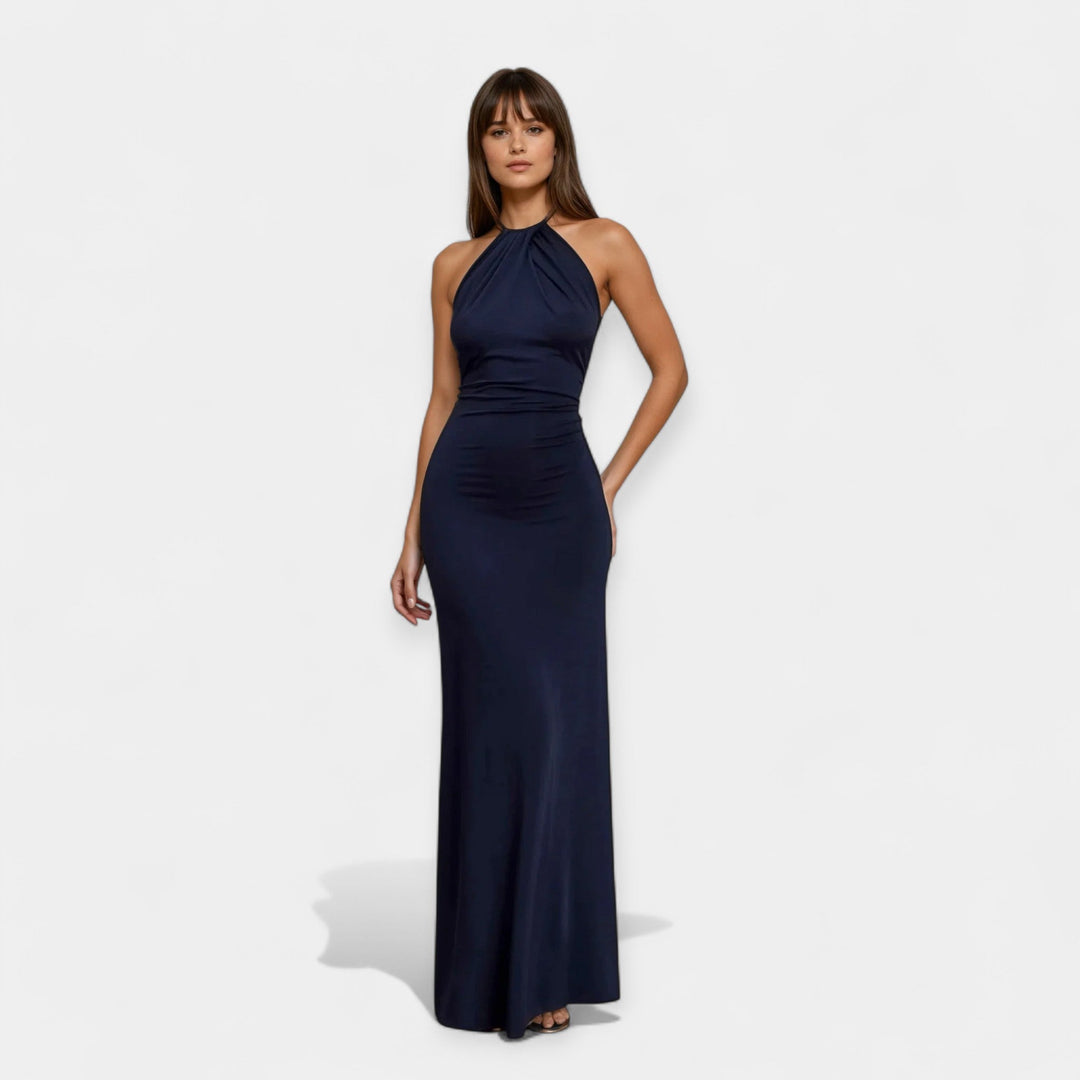 Maxi Dress with Tie Collar