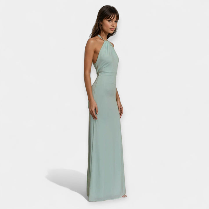 Maxi Dress with Tie Collar