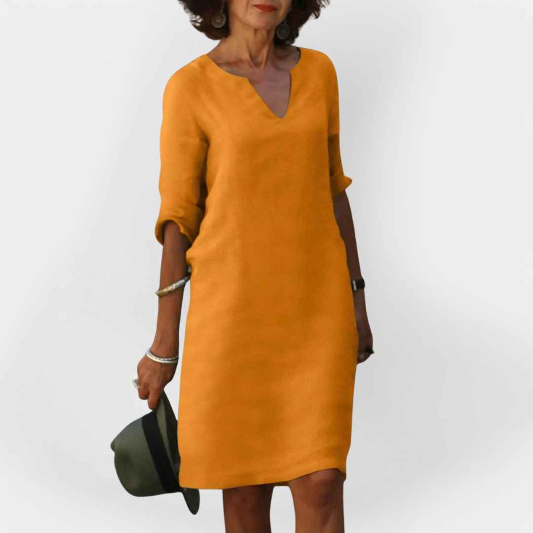 Daily Dress with V Neckline