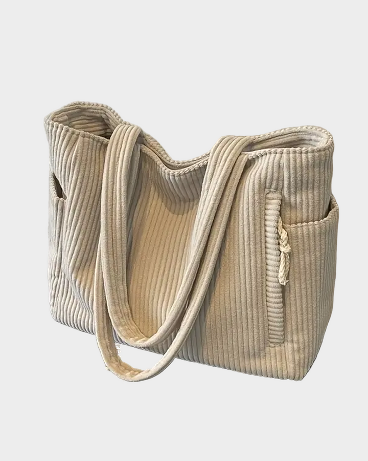 Knitted Shoulder Bag with Cord Detail and Modern Elegance