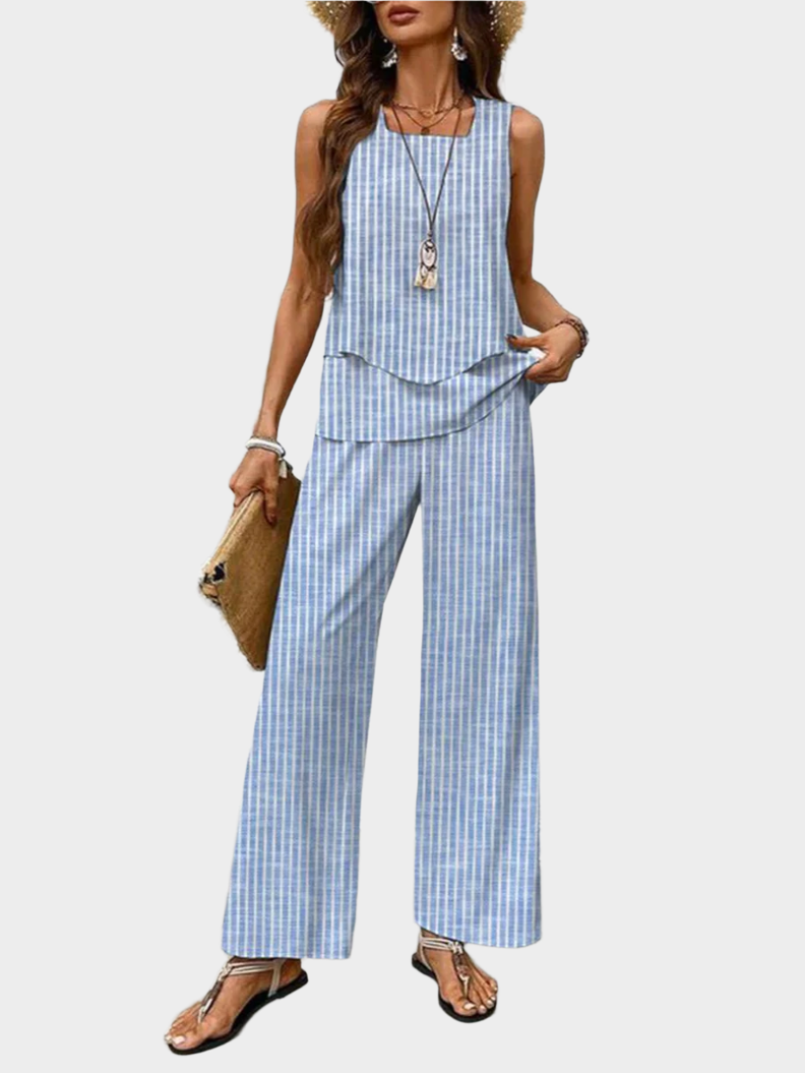 Summer Set with Sleeveless Top and Printed Trousers