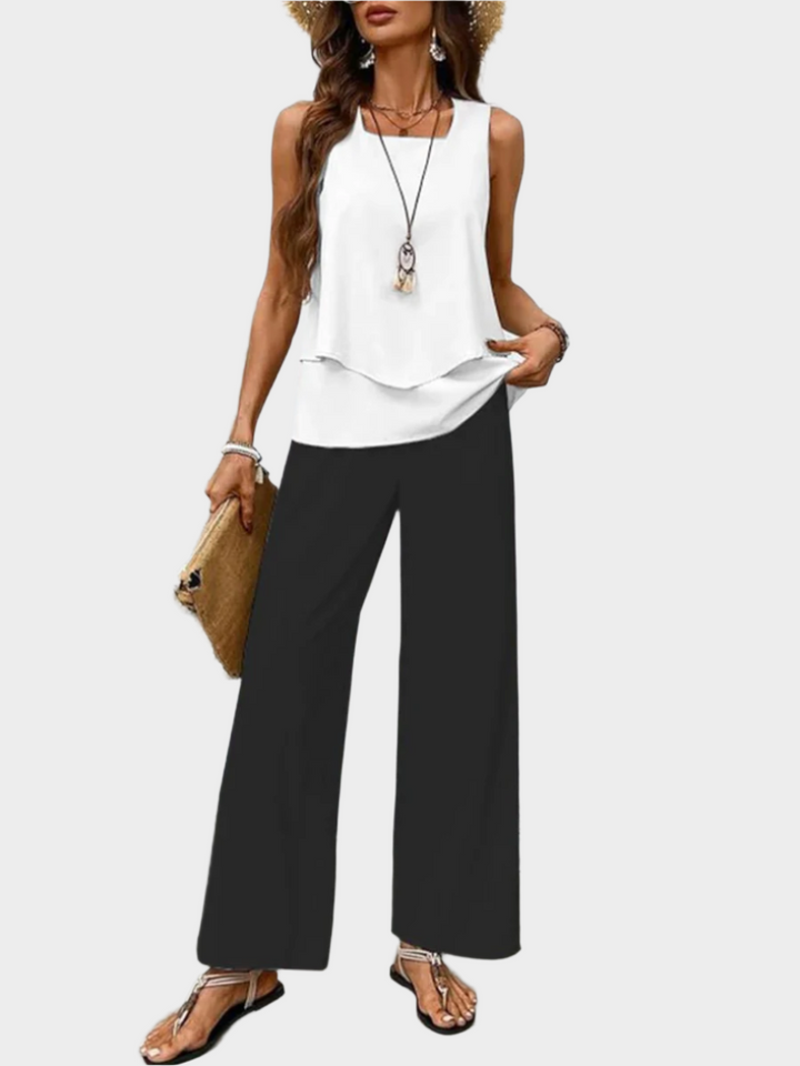 Summer Set with Sleeveless Top and Printed Trousers