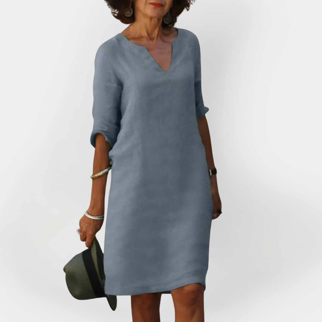 Daily Dress with V Neckline
