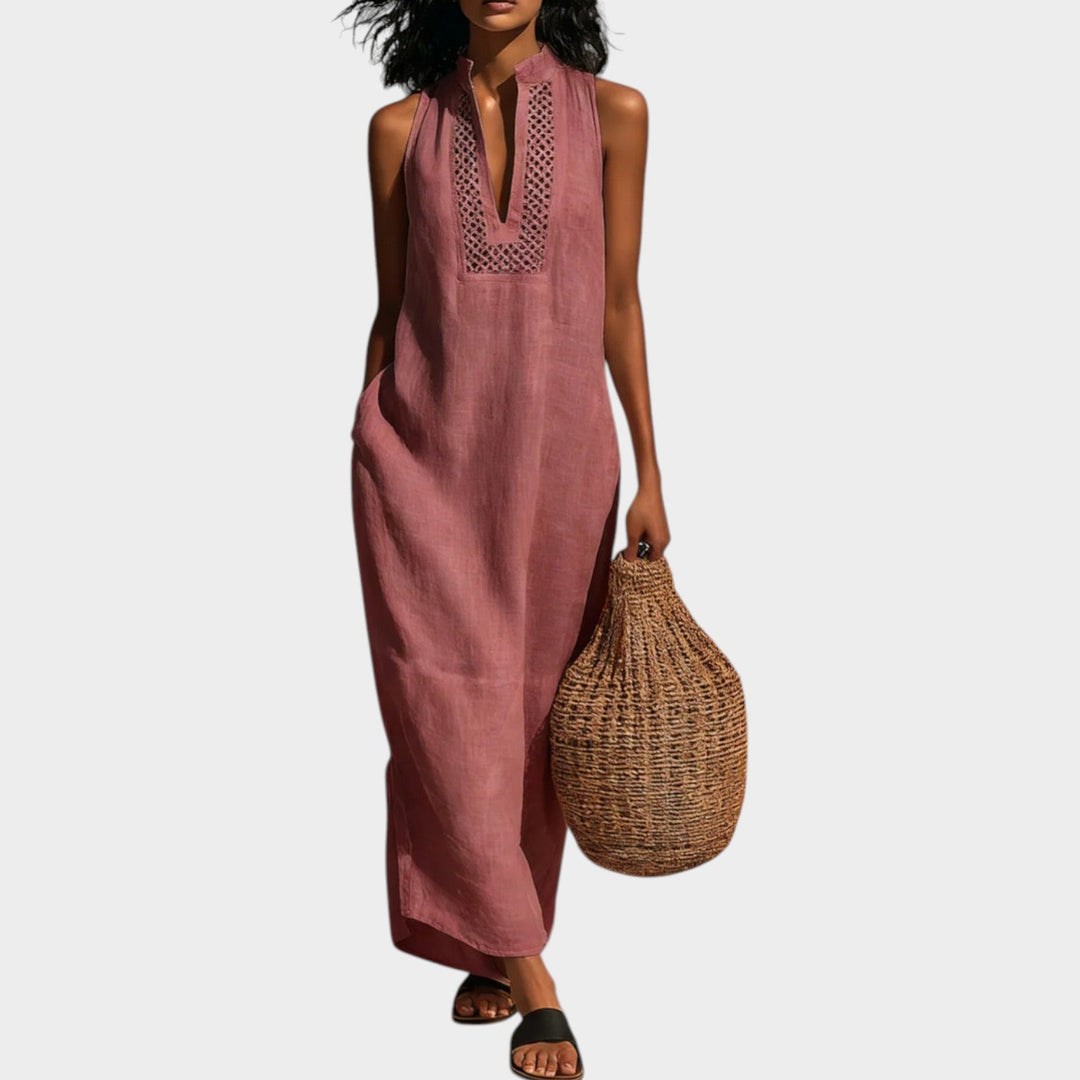 Sleeveless Embroidered Maxi Dress