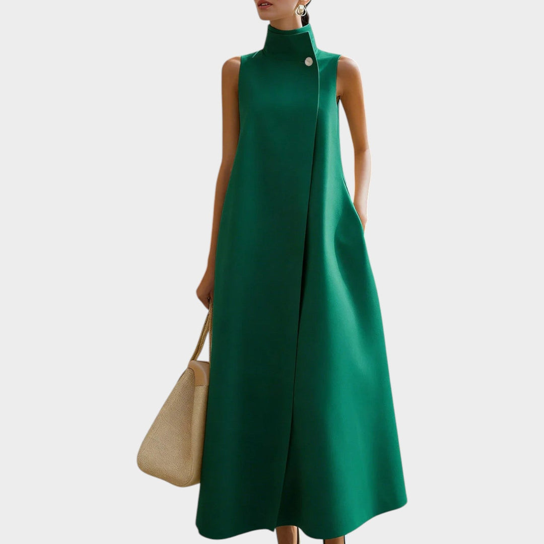 Modern High-Neck Sleeveless Maxi Dress