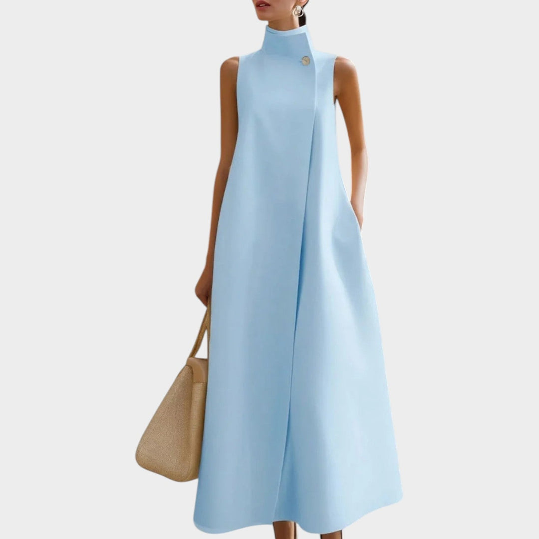 Modern High-Neck Sleeveless Maxi Dress