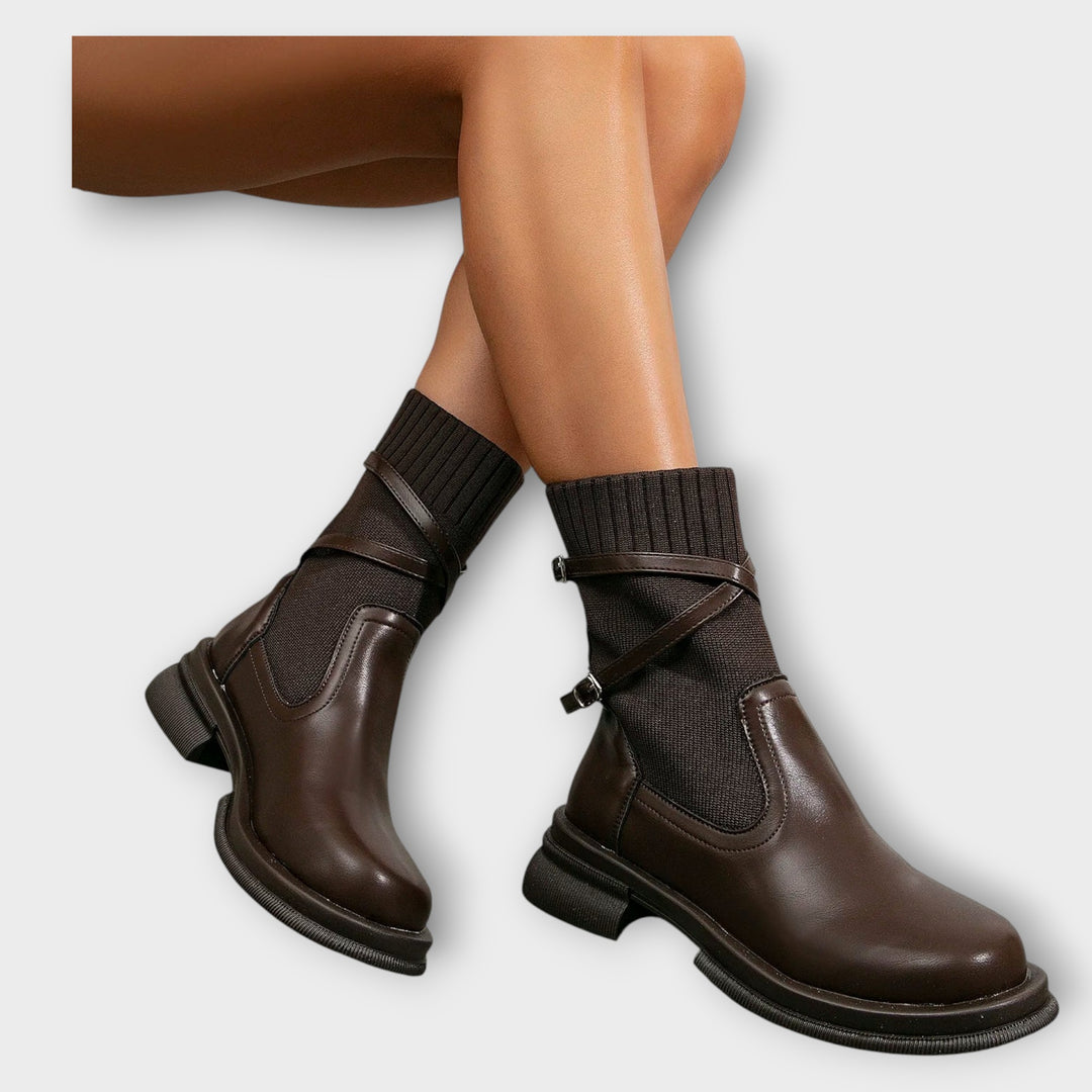 Buckle Knit Ankle Boots