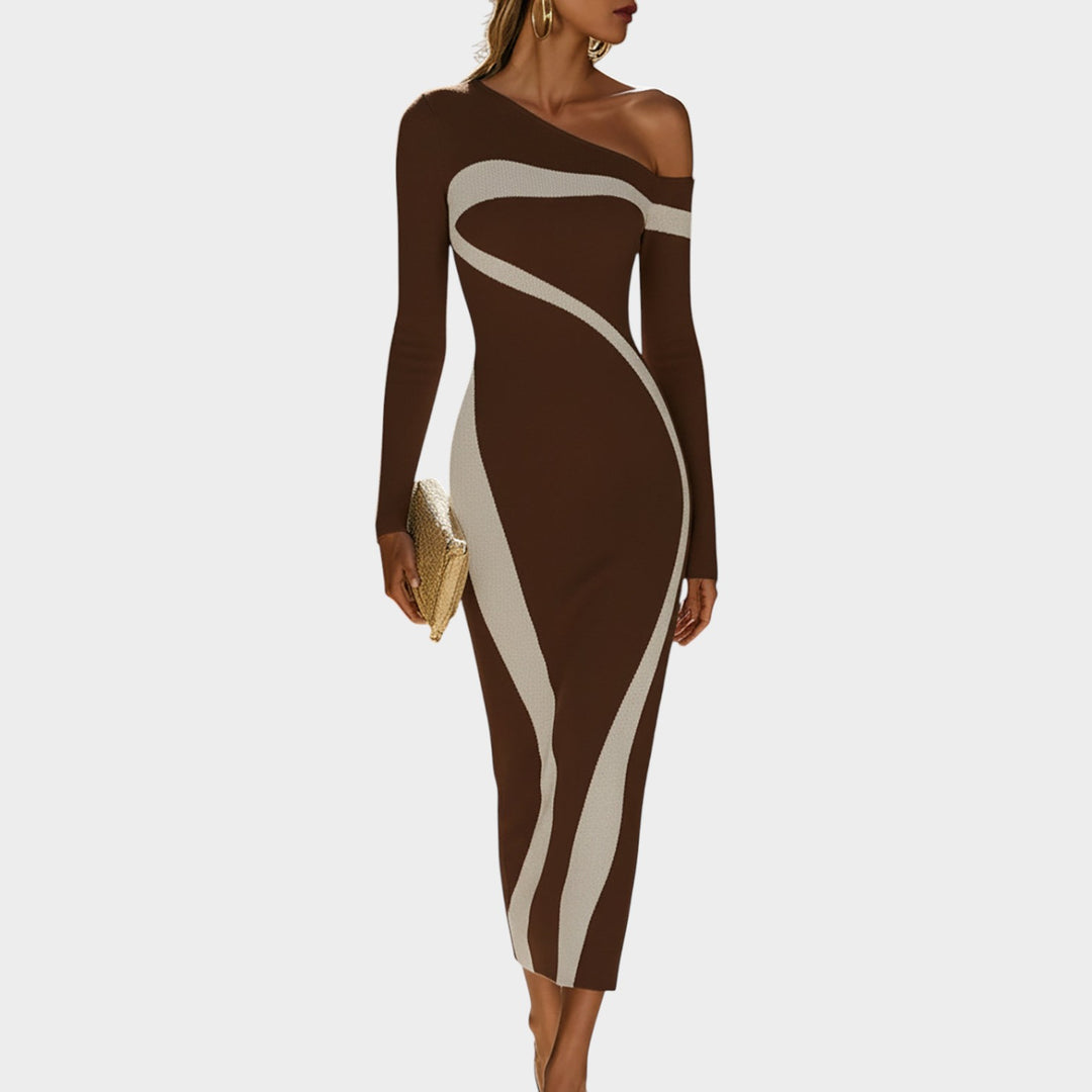 One-Shoulder Sculpting Knit Maxi Dress