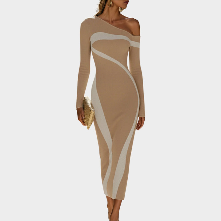 One-Shoulder Sculpting Knit Maxi Dress