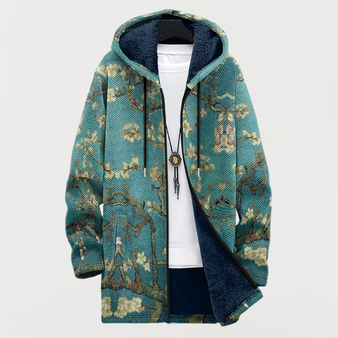 Jacket with Artistic Blossom Design