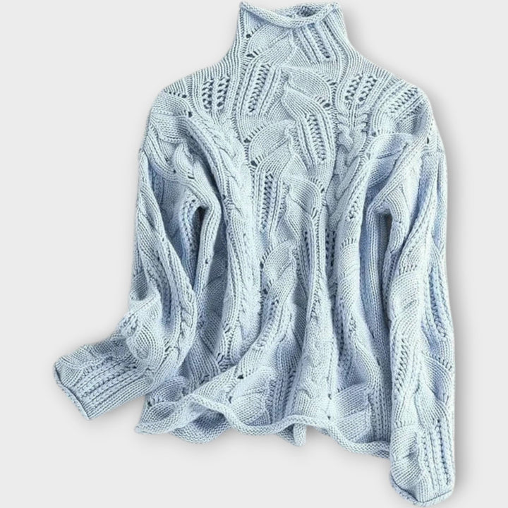 Ksenia Cashmere Turtleneck with Braided Pattern