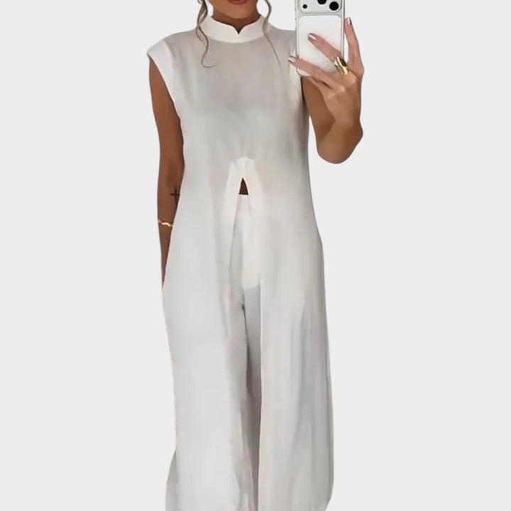 Sleeveless High-Neck Two-Piece Set
