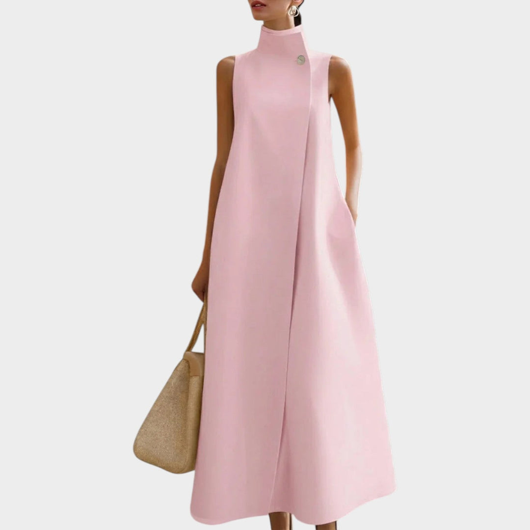 Modern High-Neck Sleeveless Maxi Dress