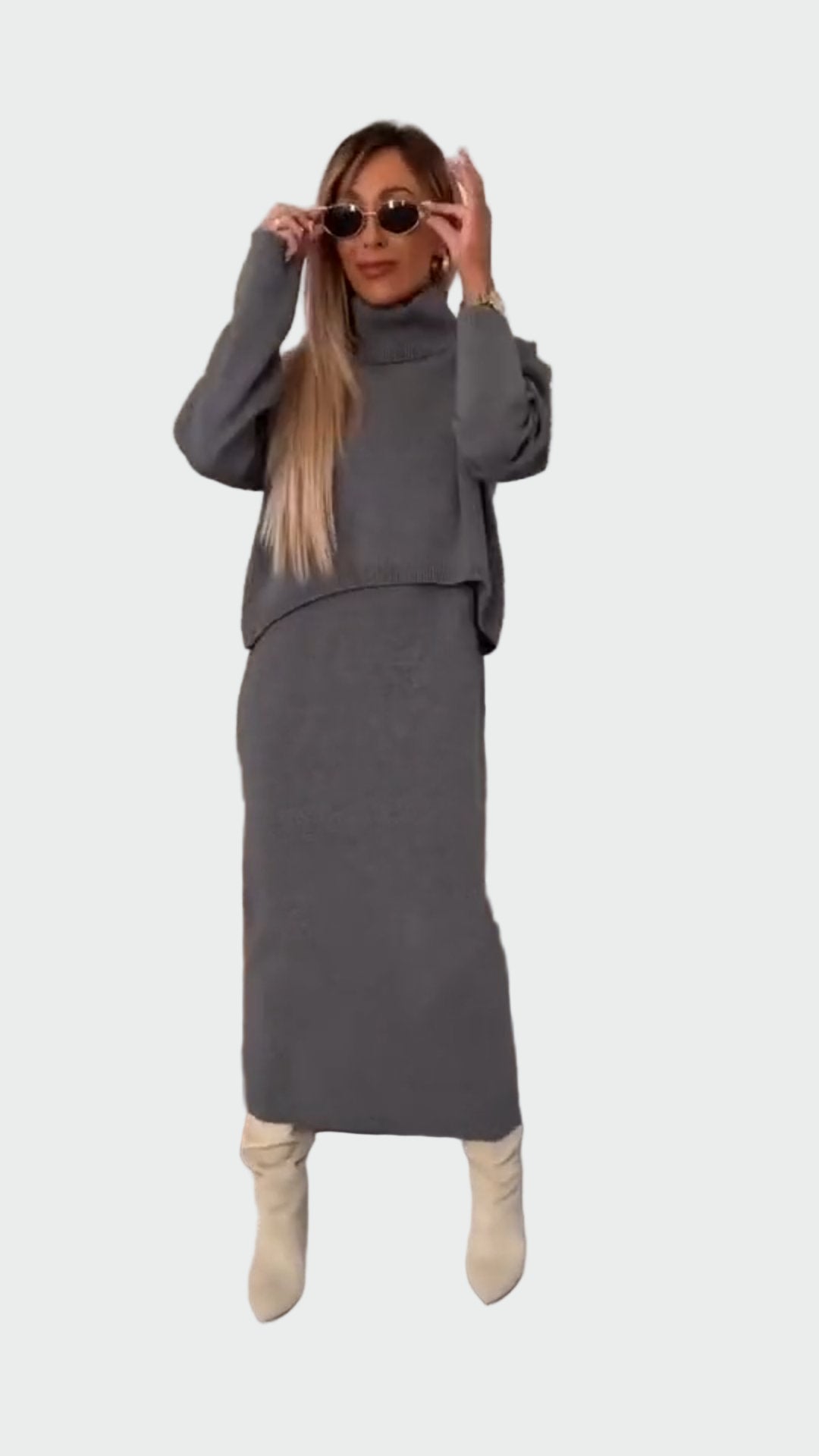Dress and Turtleneck Sweater Set
