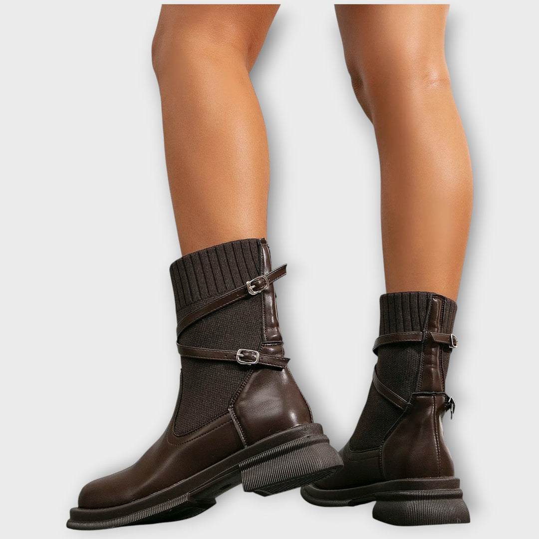 Buckle Knit Ankle Boots