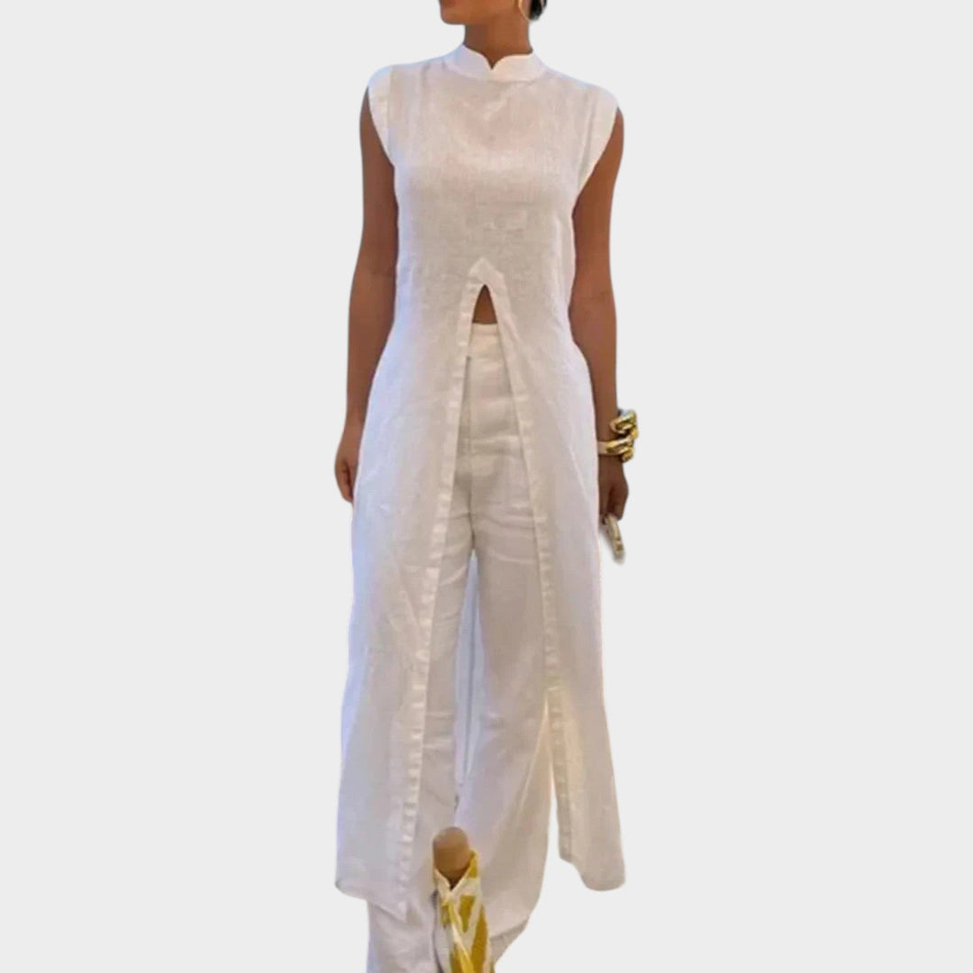 Sleeveless High-Neck Two-Piece Set