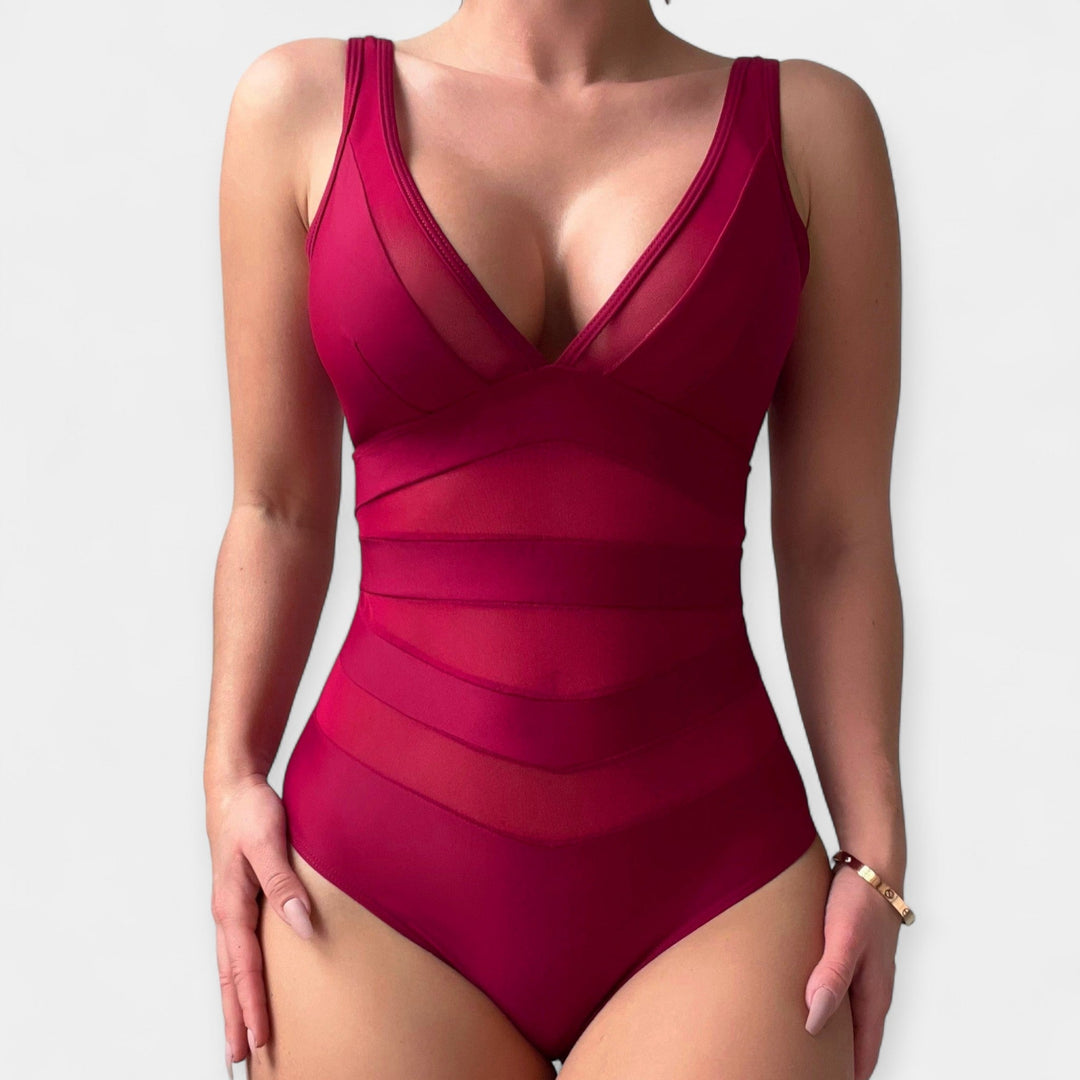 One-Piece Swimsuit with Sheer Details