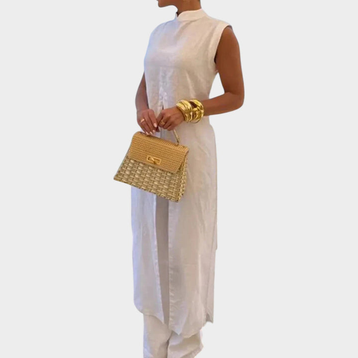 Sleeveless High-Neck Two-Piece Set