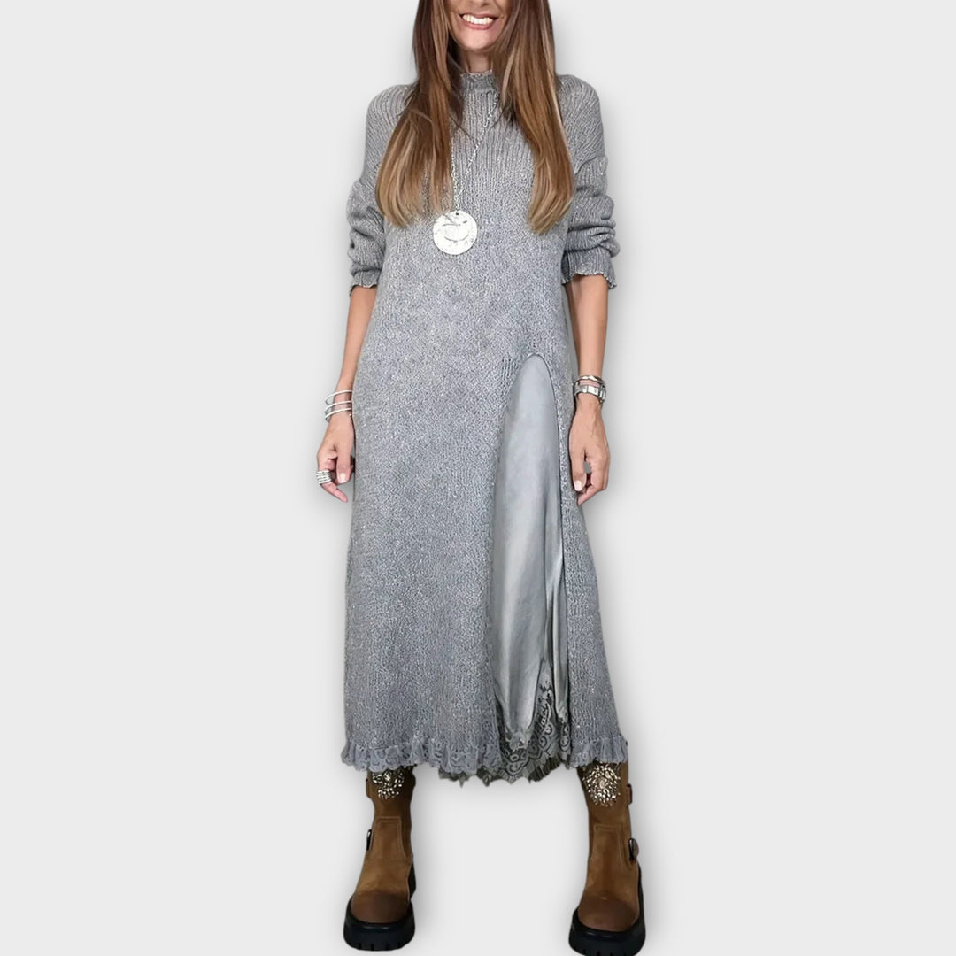 Elegant Layered Knit Maxi Dress