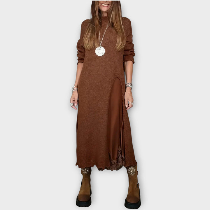 Elegant Layered Knit Maxi Dress