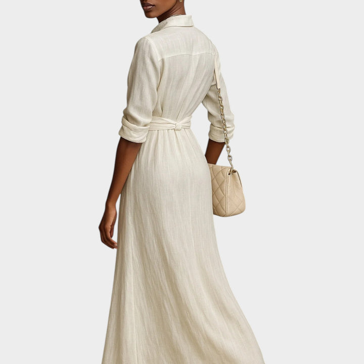 Belted Sheer Shirt Maxi Dress