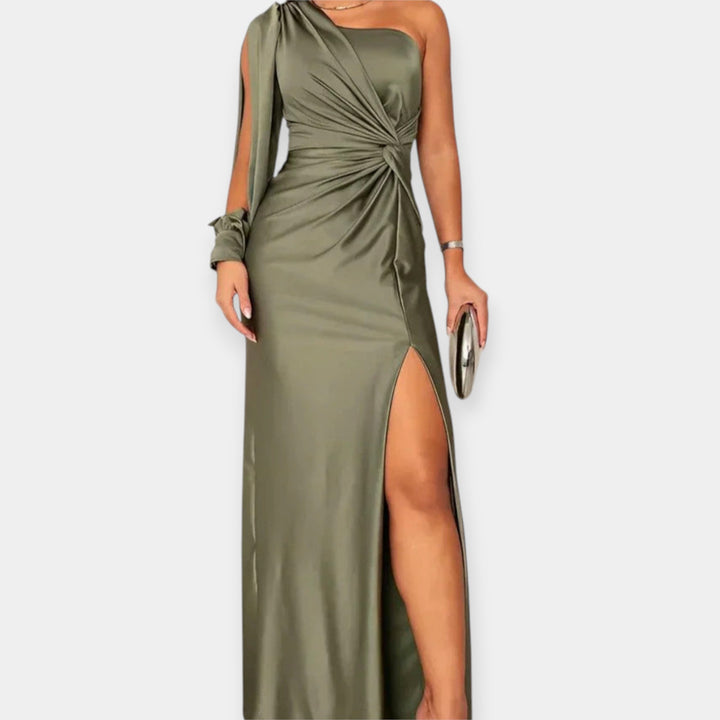 Maxi Dress with One Shoulder and Split