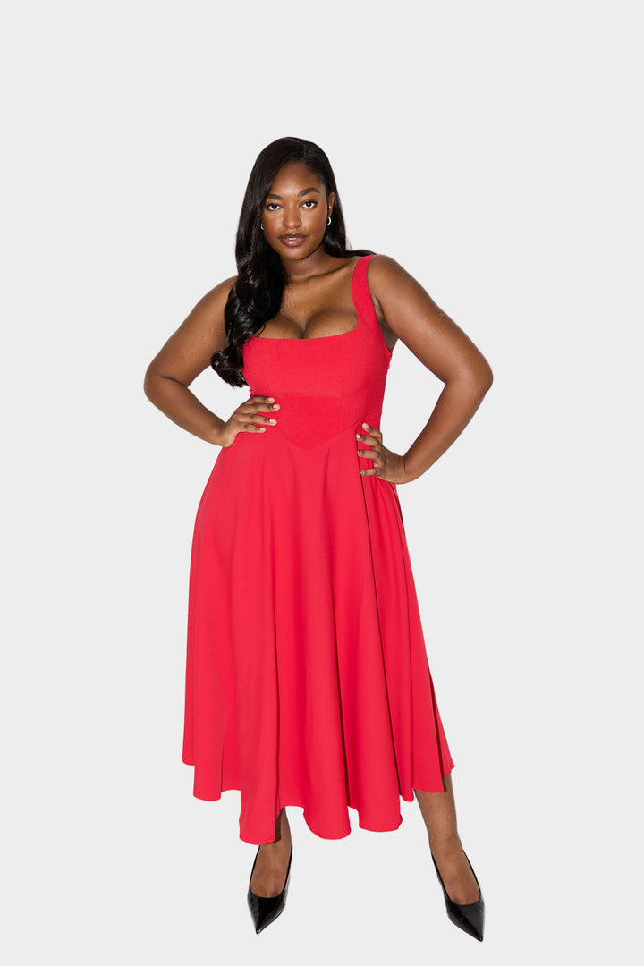 Timeless Airy Midi Dress with Elegant Line and Natural Movement