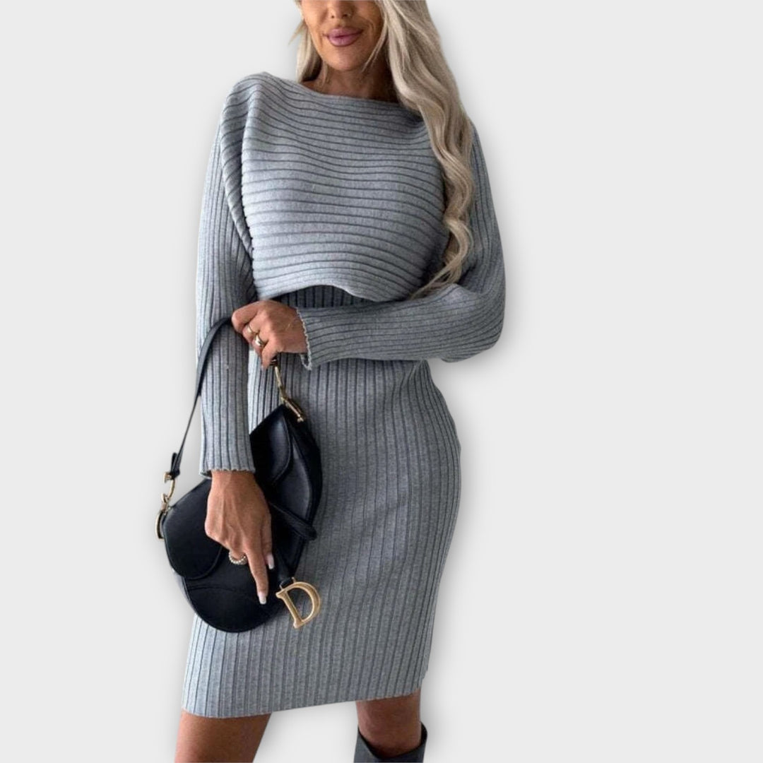 Elegant Ribbed Knit Two-Piece Set